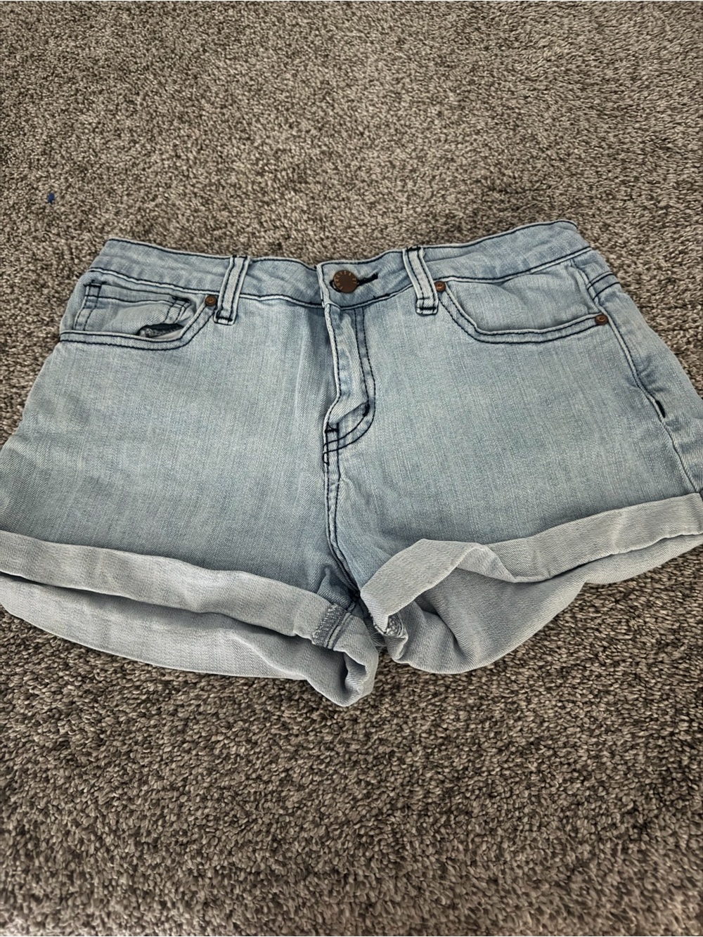 Forever 21 Light Blue Rolled Cuff Denim Shorts